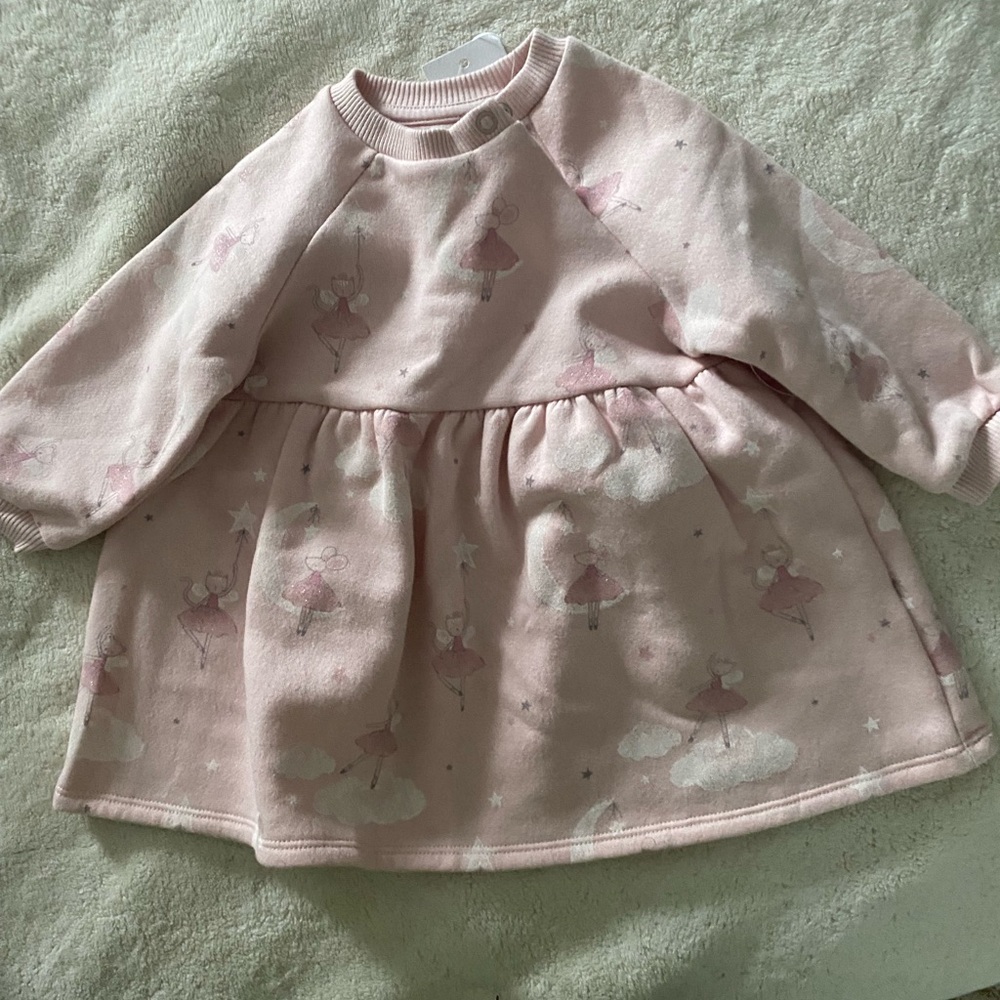 NWT Baby pink ballerina pattern dress Sz. 3-6 mos